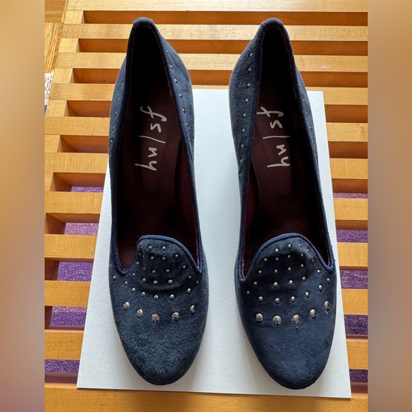 French Soles size 8 Blue suede  silver studs , perfect condition. - Picture 2 of 3